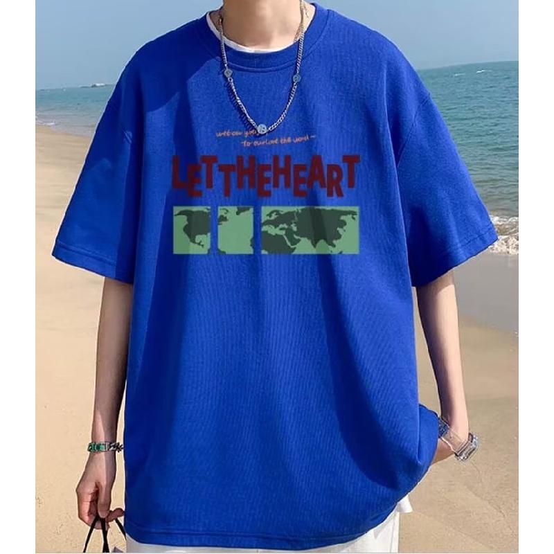 

Мужские футболки с буквенным графическим принтом, модные брендовые футболки для мужчин, футболки больших размеров, мужская одежда, повседневная мужская футболка, летняя корейская ретро M синий