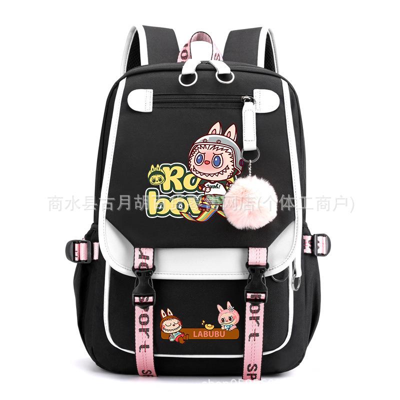 School Bag Printed Backpack USB Port Anime Cartoon Student Large Capacity Canvas Bag
