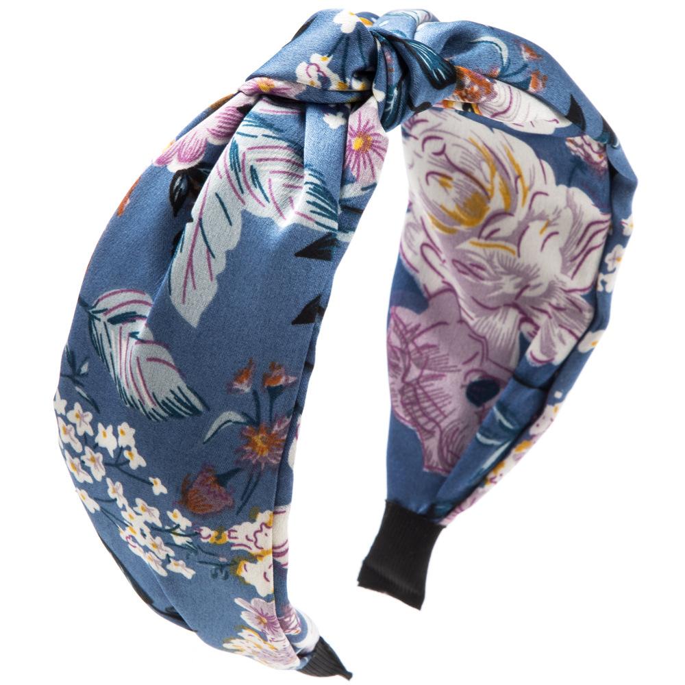 Headbands for Women Floral Pattern Knotted Wide Headbands Cross Knot Hair Bands Vintage Hairband Headbands Accessories