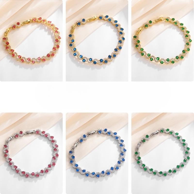 Environmentally Friendly Alloy Cross-colored Agate Hand Jewelry with Elegant and Luxurious Style for Ladies - Gemstone Crystal Hand Chain