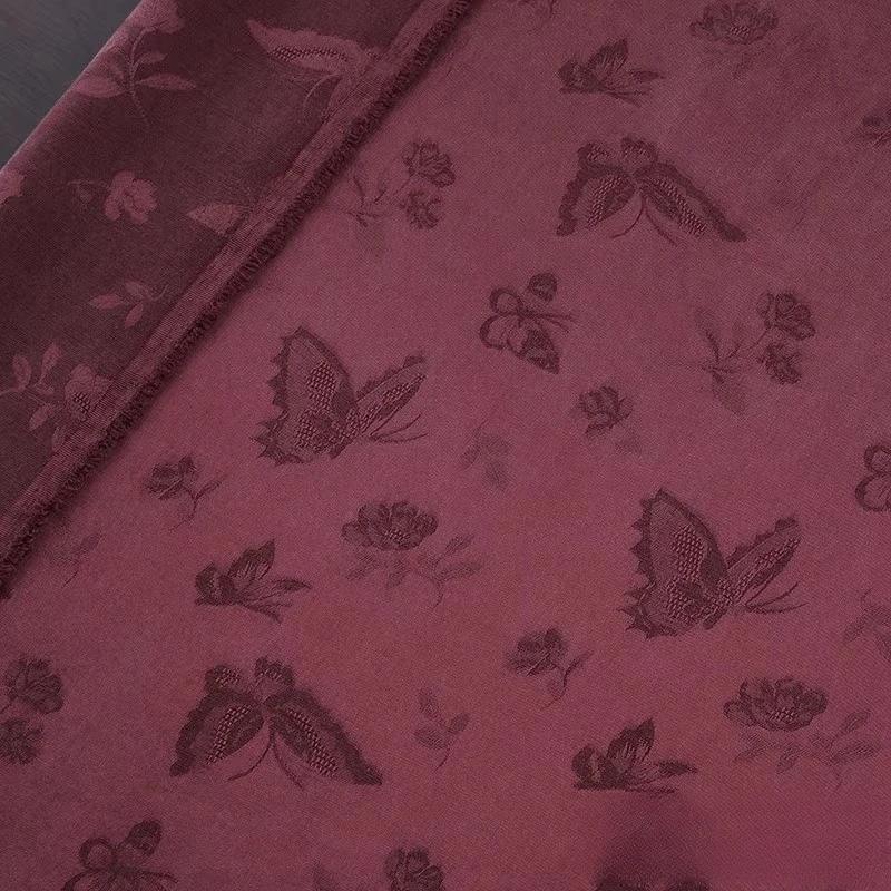 50x148cm Bawełniano-lniana tkanina żakardowa w motyle do szycia DIY sukienki, koszuli, spódnicy, spodni, odzieży, vintage letnia tkanina