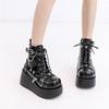 Fashion Brand New Ladies Goth Platform Ankle Boots Fashion Buckle Zip Rivet Punk Wedges High Heels Womens Boots Party Street Woman Shoes