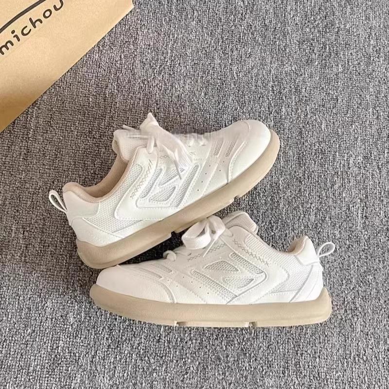 Korean version of women's shoes high value thick-soled white shoes 2025 spring new versatile shoes ins tide mesh breathable board shoes