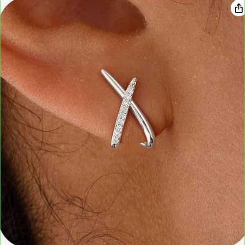 Simple Fashion  Color Zircon Cross Stud Earrings For Women Girls Korean Dainty Lady Earrings Jewelry Wedding Party Gifts