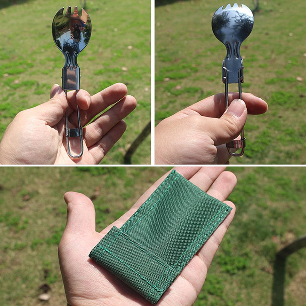 1pc-Titanium Folding Spork Outdoor Camping Supplies Hiking Backpacking Dinner Spork Utensil Tableware Fork Spoon for Hiking