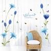 Blue Lily Wall Stickers Self Adhesive Removable Flower Decals for Living Room Bedroom Hallway TV Background Home Decor