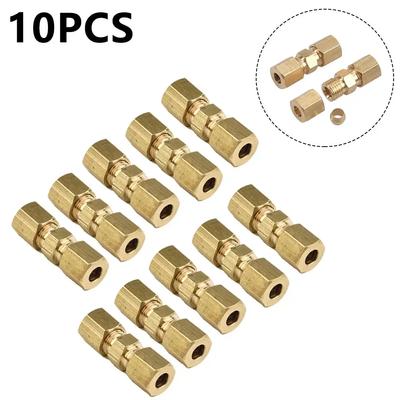 10pcs Brake Fittings Brass Inverted Pipeline Accessory Connector Unions Tools Union Adapter Flare Fitting Compression