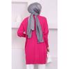 Dark Fuchsia Crew Neck Thin Mercerized Loose Knitwear Tunic