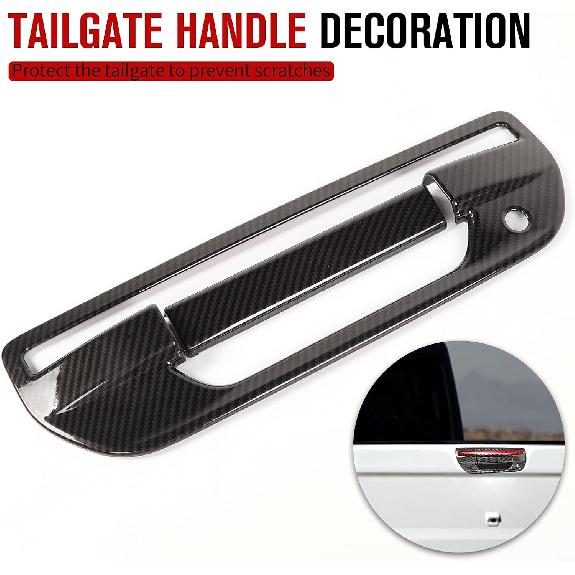 JeCar Carbon Fiber Tailgate Door Handle Cover Trim Accessories for Jeep Gladiator JT 2020-2023