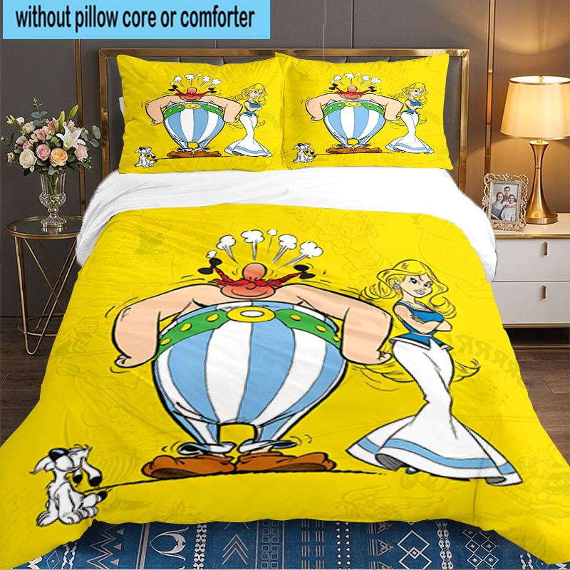 Asterix Freunde 3-teiliges Bettwäsche-Set, Enthält 1 Bettbezug und 2 Kissenbezüge, Perfektes Geschenk für Weihnachten, Ideal für Schlafzimmer, Wohnheim