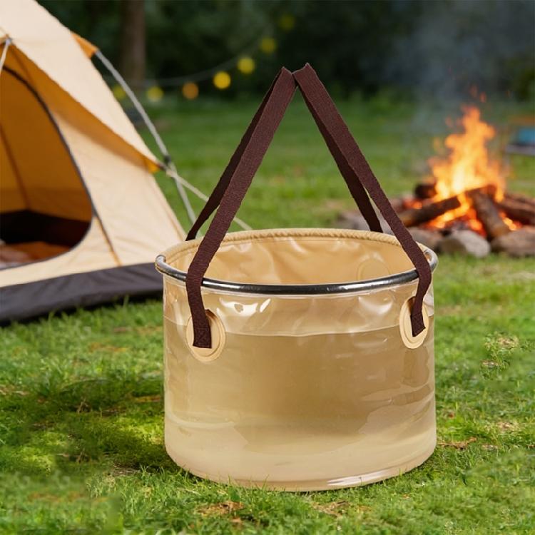 20L/30L Capacity Outdoor Folding Bucket PVC For Campers Hiker Fishermen Convenient Carry Handle
