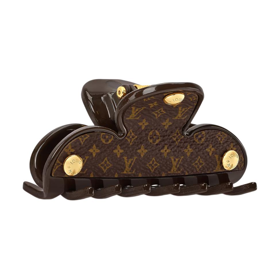 Louis Vuitton Buchstabenkombination Design Harz Haarspange Damen Haaraccessoires Braun M03546
