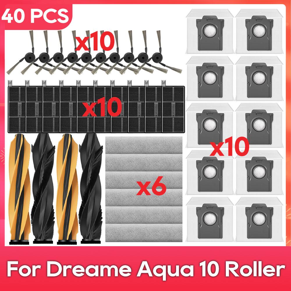 Fit For ( Dreame Aqua 10 Ultra Roller Complete, Aqua 10 Ultra Track ) Parts Accessories Main Side Brush Filter Mop Dust Bag