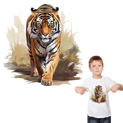 Iron On Patch Tiger Forest Clothes Stickers Hoodies Parches Ropa Diy Heat Transfer Iron On Patches Heat-Adhesive Decals