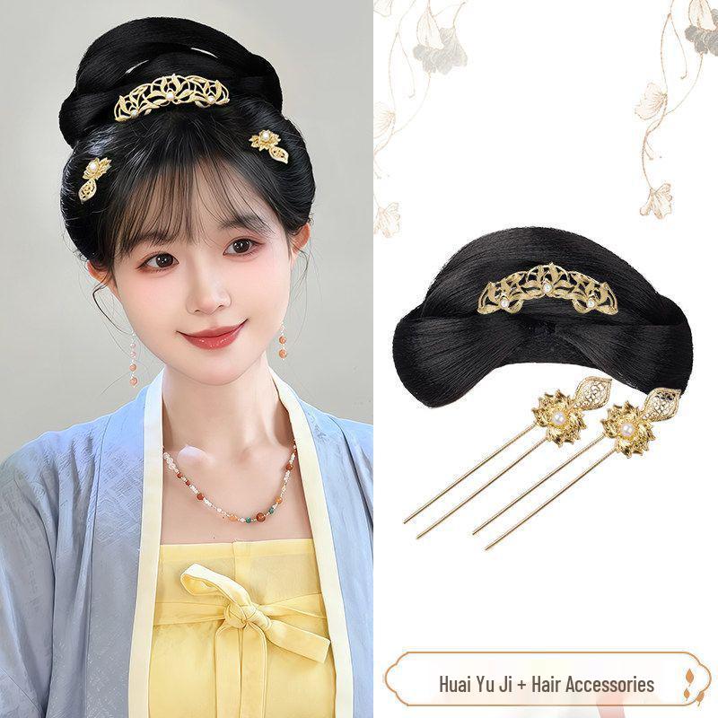 Ming Dynasty Hanfu Clip-in Hair Bun: Silk Wig for Ancient Costume Hairstyles