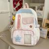 Schoolbag Fashion Polka Dot Backpack Women's Large Capacity Campus Junior High School Student School Bag Cute Transparent Splicing Plaid Backpack