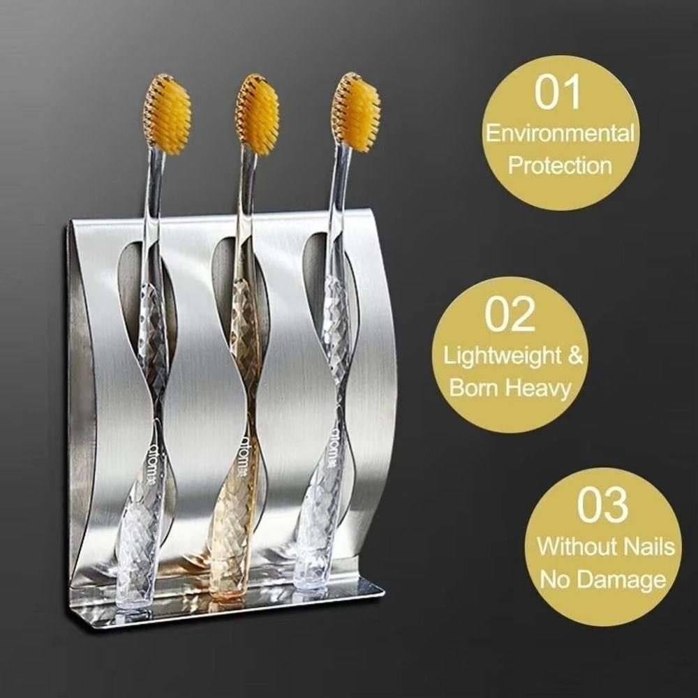 Stainless Steel Stainless Steel Holder Two Hole Wall Toothbrush Holder Bathroom Holder Wall Mount