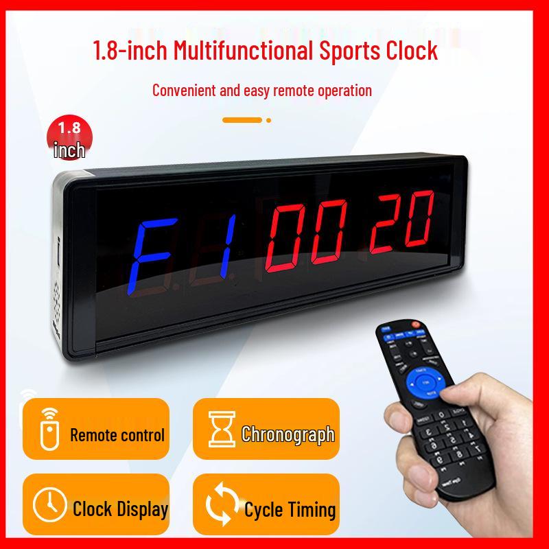1.8-Inch LED Fitness Timer: 6-Digit Interval Countdown for Boxing and Training US Standard
