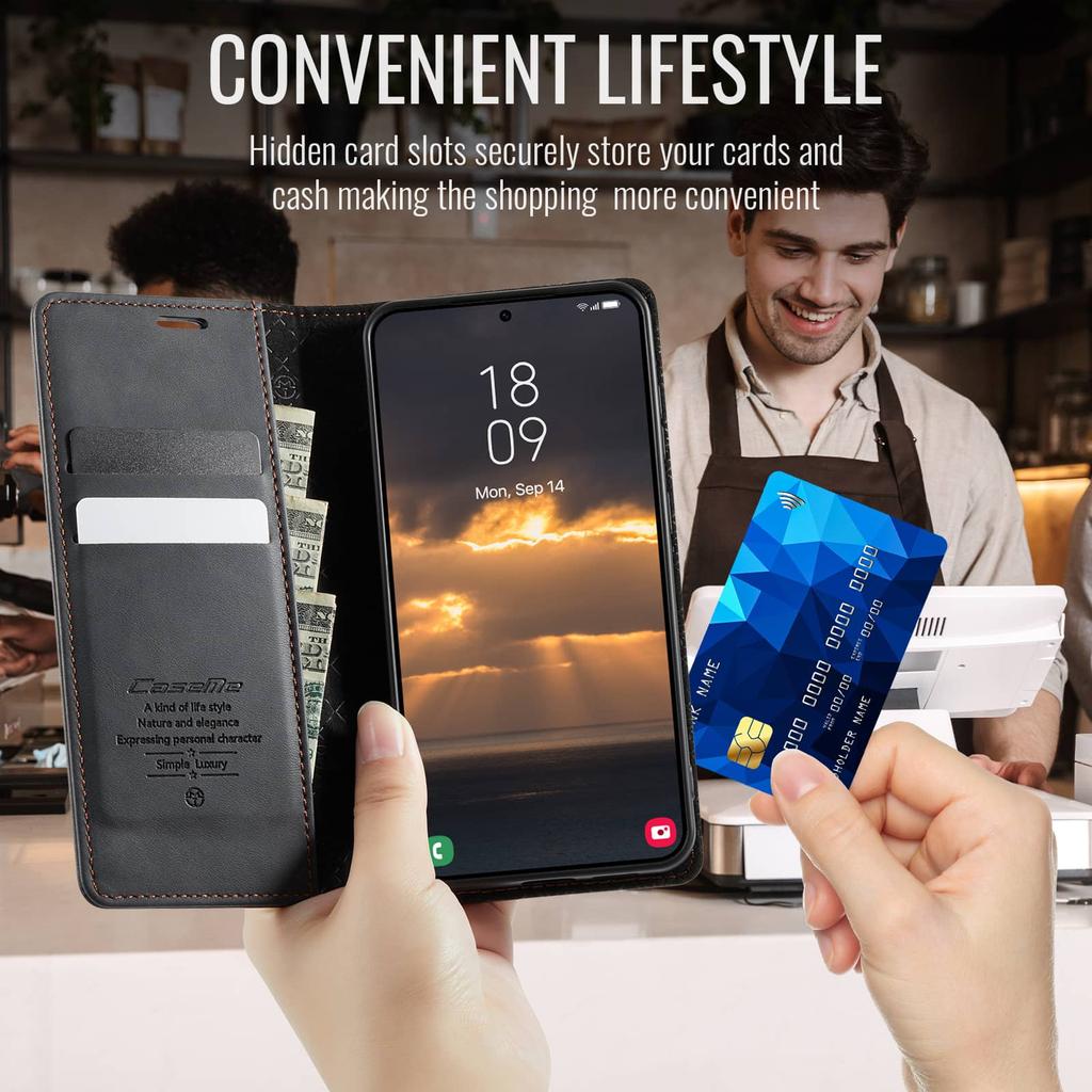 For Samsung Galaxy S25 FE Luxury Wallet Case Retro PU Leather RFID Blocking Card Holder Magnetic Flip Cover Kickstand Shockproof