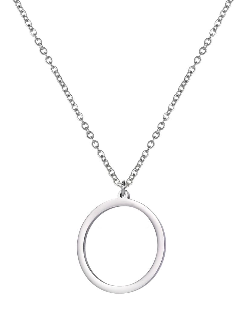 Double Bead Chain Hollowed Out Circular Pendant for Women's Necklace Gold Elegant Stainless Steel Pendant Jewelry Gift