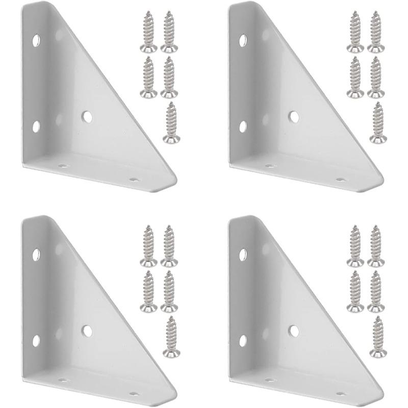 

Heavy-Duty Iron L-Brackets with Screws - 90 Degree Angle Support Metal Brackets for Furniture Shelf Cabinet Desk Home Office Stu