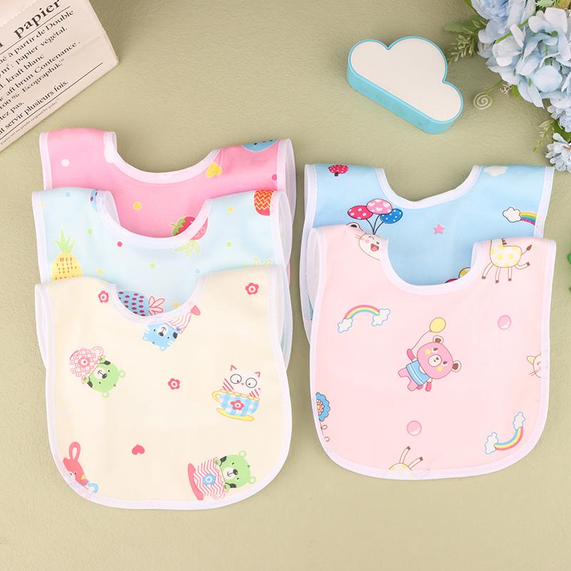 2/5Pcs Baby Cartoon Snap Waterproof Bib Super Soft Baby Bib Newborn Crystal Velvet Saliva Towel