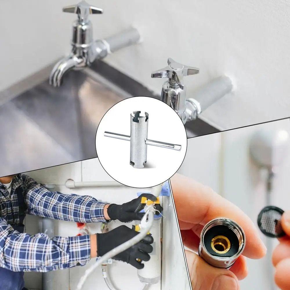 Double Ended Basket Strainer Wrench Sliding Handle Tube Wrench Heavy Duty Plumbing Wrench  Bathroom