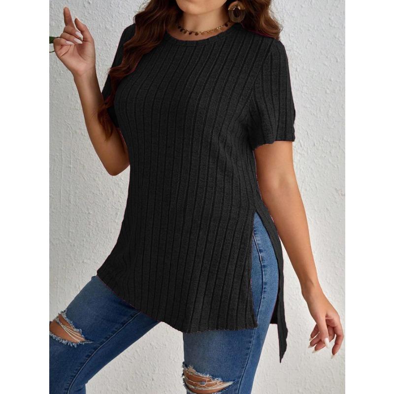 ქალთა მოდა ჩვეულებრივი საზაფხულო საგაზაფხულო ფერადი პრინტით მოკლე მკლავებიანი ბლუზები და მაისურები