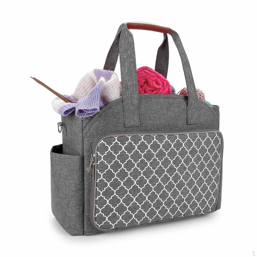 Knitting Tote Bag with Adjustable Strap for Yarn Storage And Crochet Tools