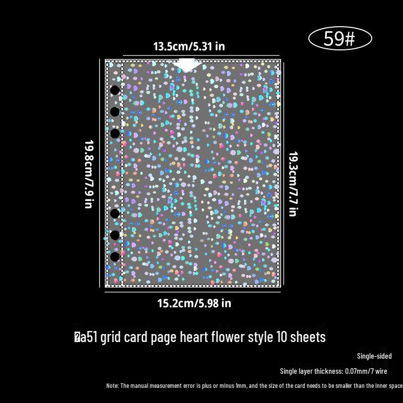 Album compact A5, transparent, antiderapant, cu pagini detașabile de 3 inci, patru pătrate, pentru depozitarea cardurilor mici