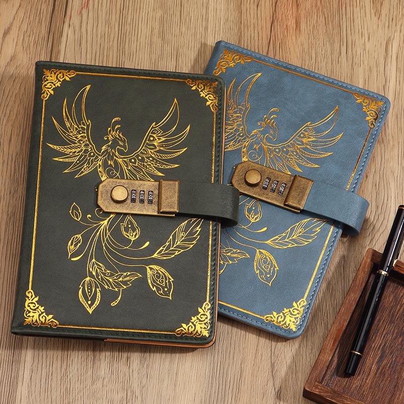 Set Regalo Quaderno Password A5 - Registro Riunioni d'Affari d'Ufficio & Diario Vintage con Logo Personalizzabile.