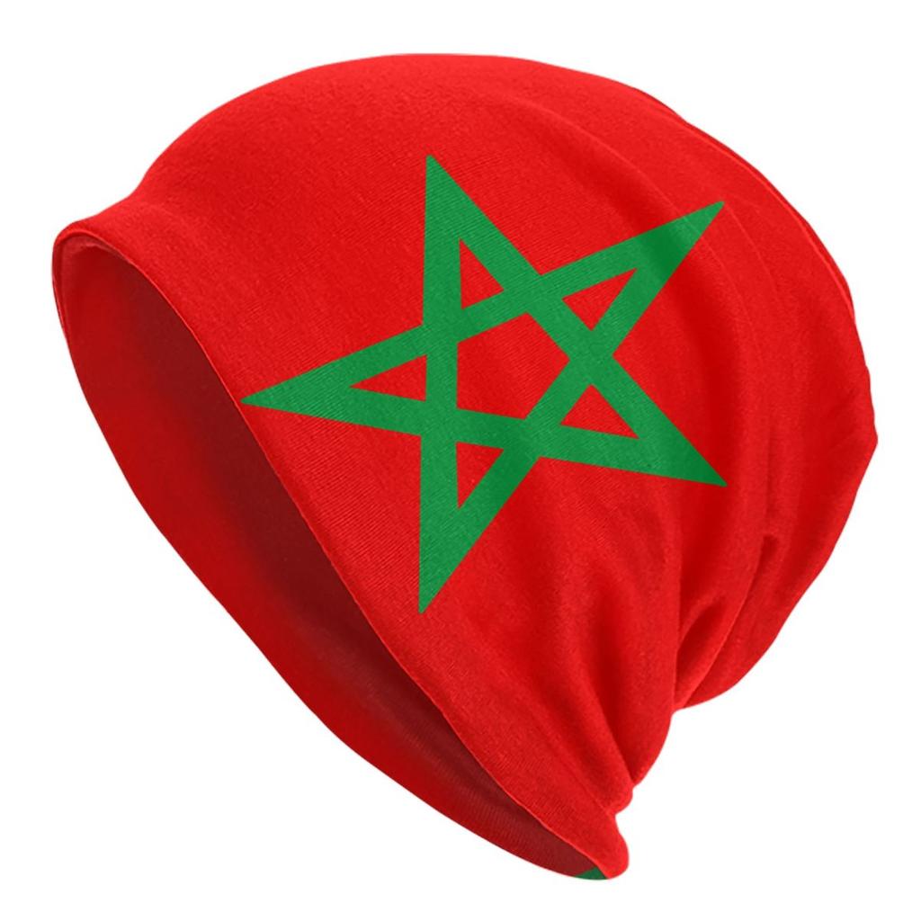 Moroccan Flag Bonnet Hats Autumn Winter Outdoor Skullies Beanies Hats Morocco for Unisex Women Summer Thermal Elastic Caps