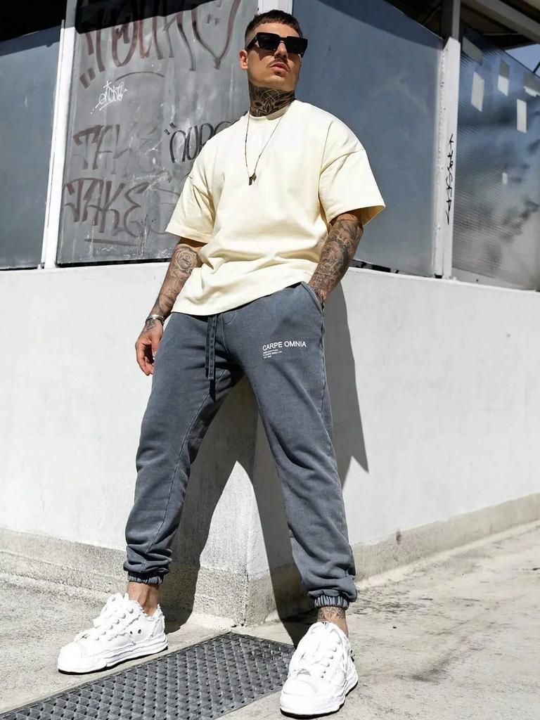 Tack för ingenting Brev Grafiskt Tryck Herr T-shirts Högkvalitativ T-shirt Kläder Sommar Hip Hop T-shirt Rund Hals Mjuk Bomull Toppar