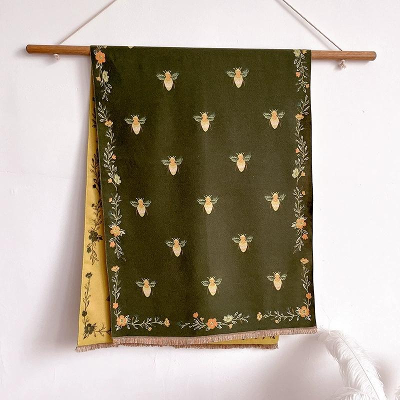 Autumn And Winter Warm Scarf For Women Retro Jacquard  Scarf With Tassel Luxury Faux Cashmere New Scarves And Shawls