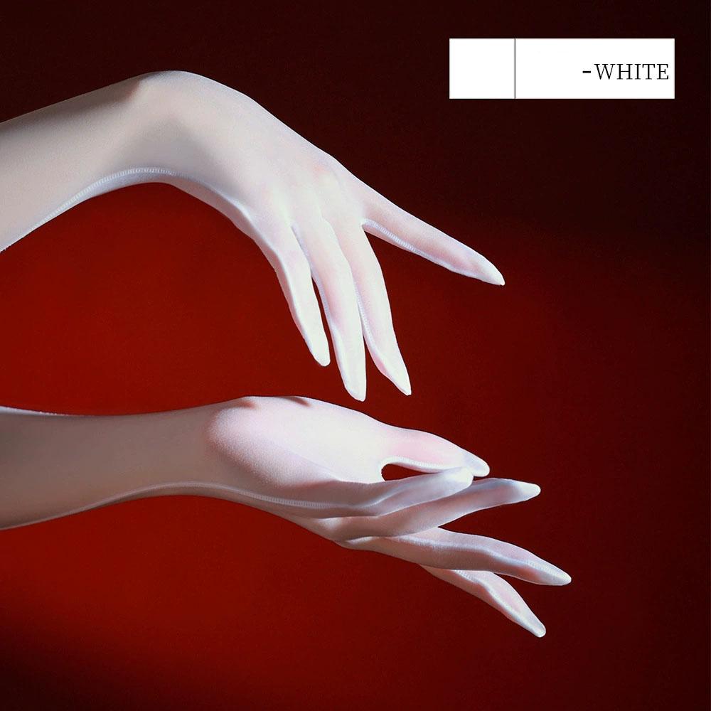 3D Ultradünne 500-Pin Fünf-Finger-Handschuhe Öl Glänzend Hoch Elastische Passform Strumpf-Stil Handschuhe Damen Party Nachtclub Mode
