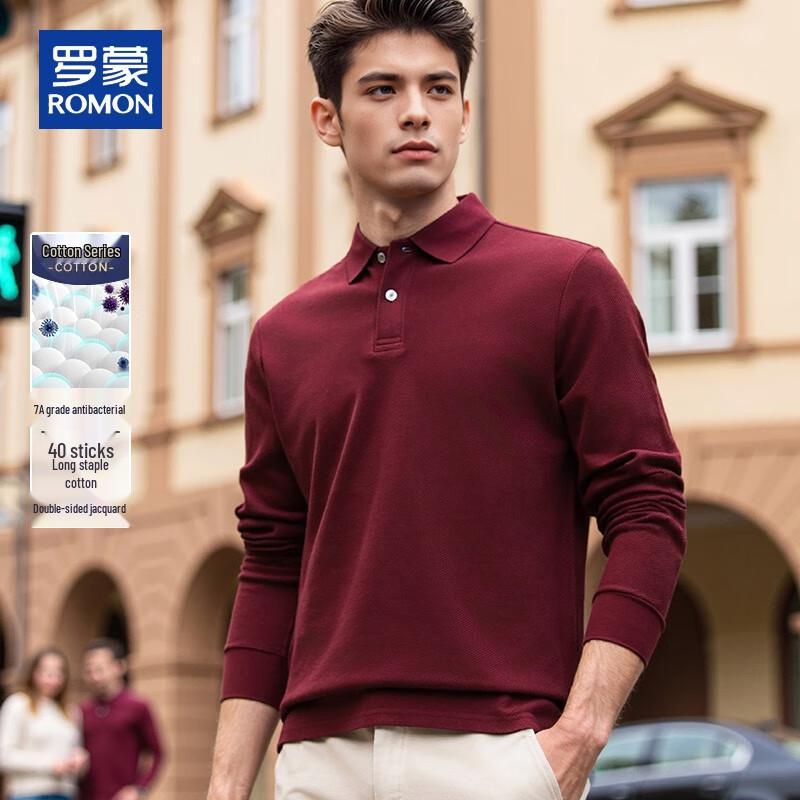 ROMON Men s 7A Antibacterial Jacquard Long Sleeve Cotton T-Shirt XL