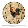 Decorative Wall Clock with Cockerel Illustration Accurate Time for Kitchen