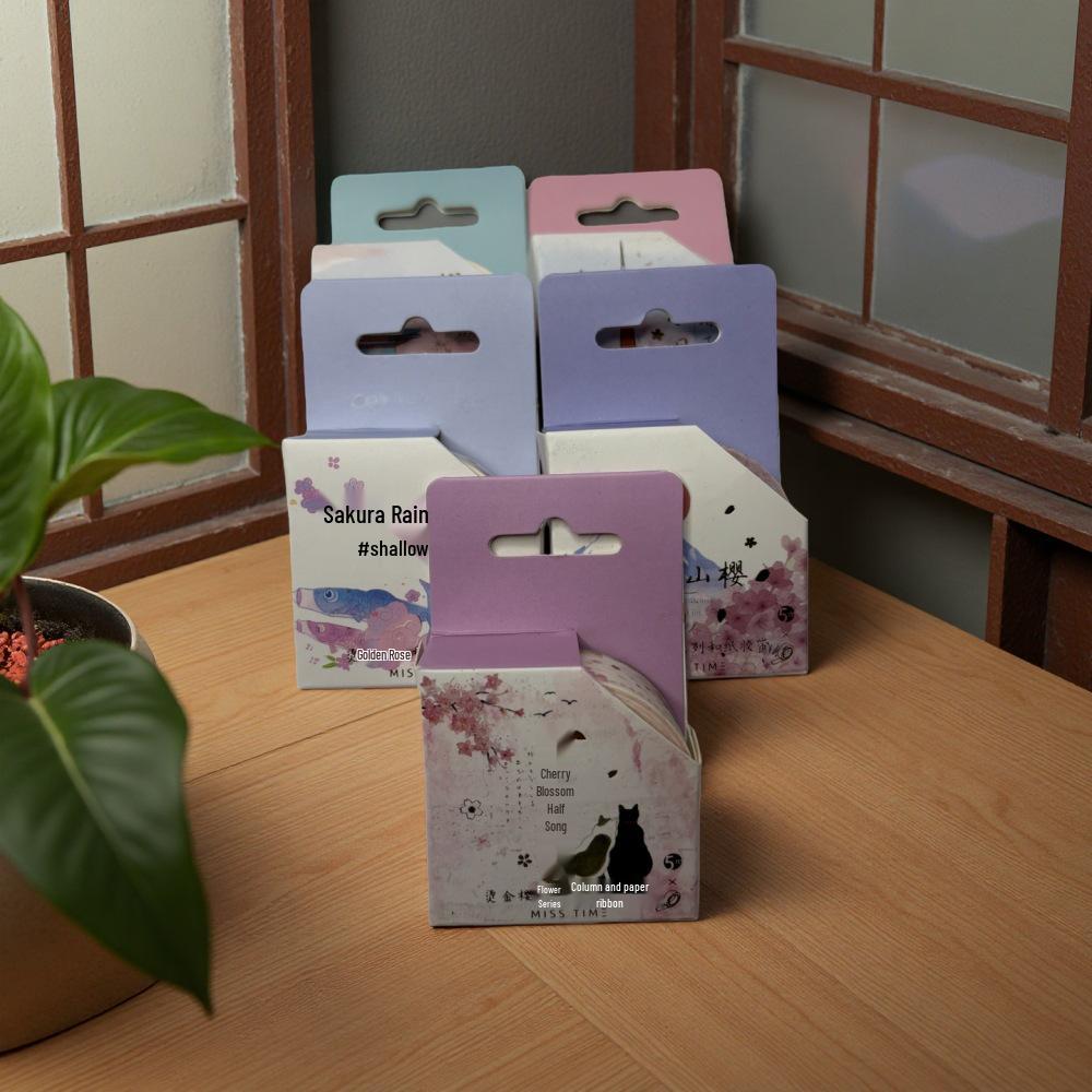 Shiguang Sakura Story Washi Tape - Fresh Japanese Floral Design for Journals & DIY Collage Decoration