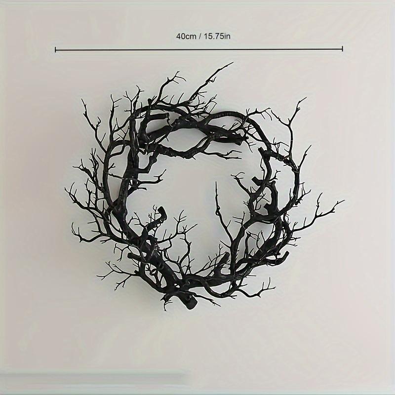 Spooky Black Branch Halloween Wreath Decoration - Vintage Indoor/Outdoor Wall-Mounted Hanging Garland with Twisted Branches