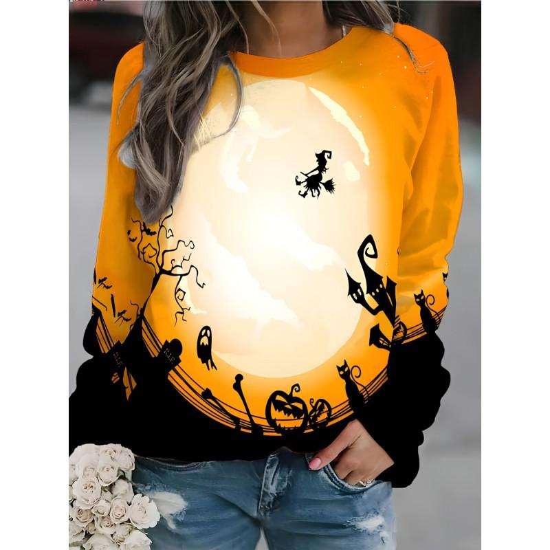 Womens Round Neck Pullover Sweatshirt With 3D Christmas Tree Print Casual Comfort Fit 2025