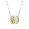 S925 Silver Necklace with Natural Amethyst/Citrine Pendant, Clear Crystal Choker for Women