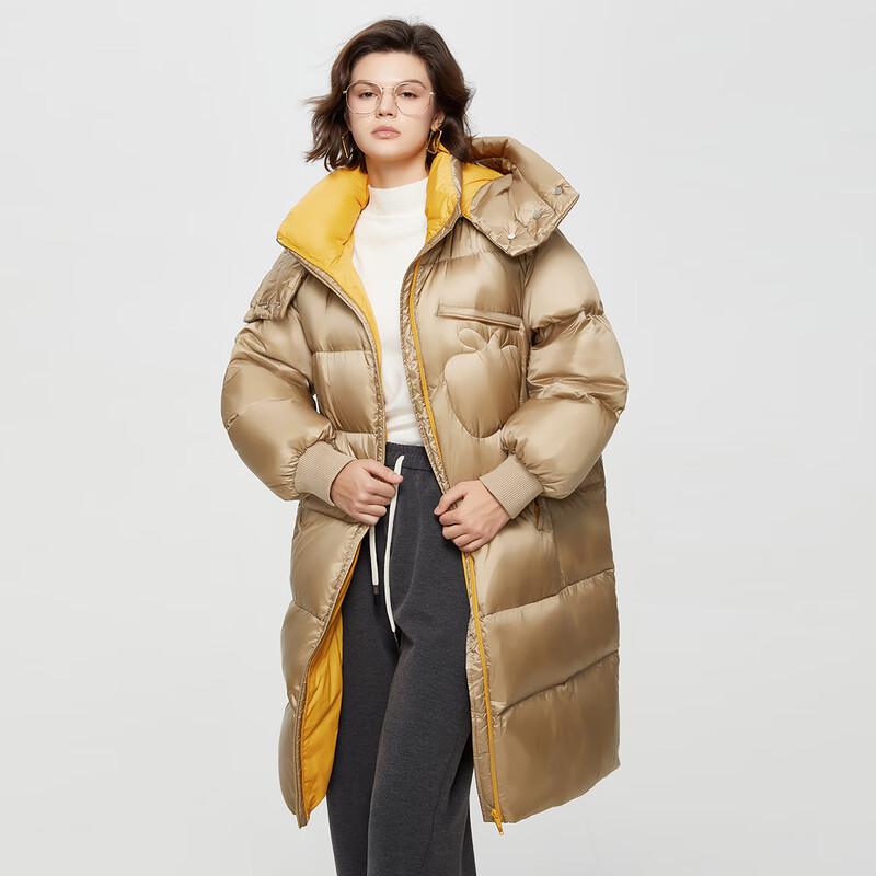 Women's Winter Mid-Length Hooded Goose Down Jacket