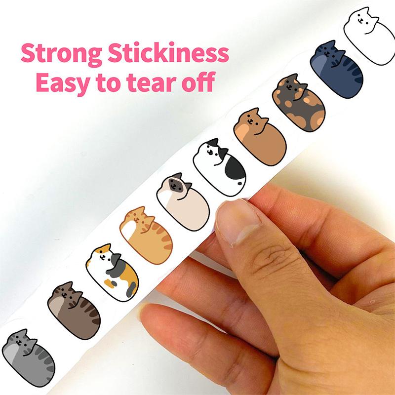 Cute 500Pcs Kawaii Cartoon Cat Tuo Tuo Roll Stickers Skateboard Laptop Luggage Skateboard Phone Gift Waterproof Phone Cute Sticker