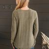 Women Autumn Tops Long Sleeve V-Neck Knitting Tops Solid Color Ribbed Casual Knitting Shirt Daily Wear