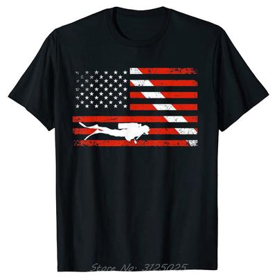 Funny Diver Down Dive Flag Scuba Diving American Flag Graphic Tshirt Unisex Clothing Tees Casual Tshirt Oversized Fitness T Shirt