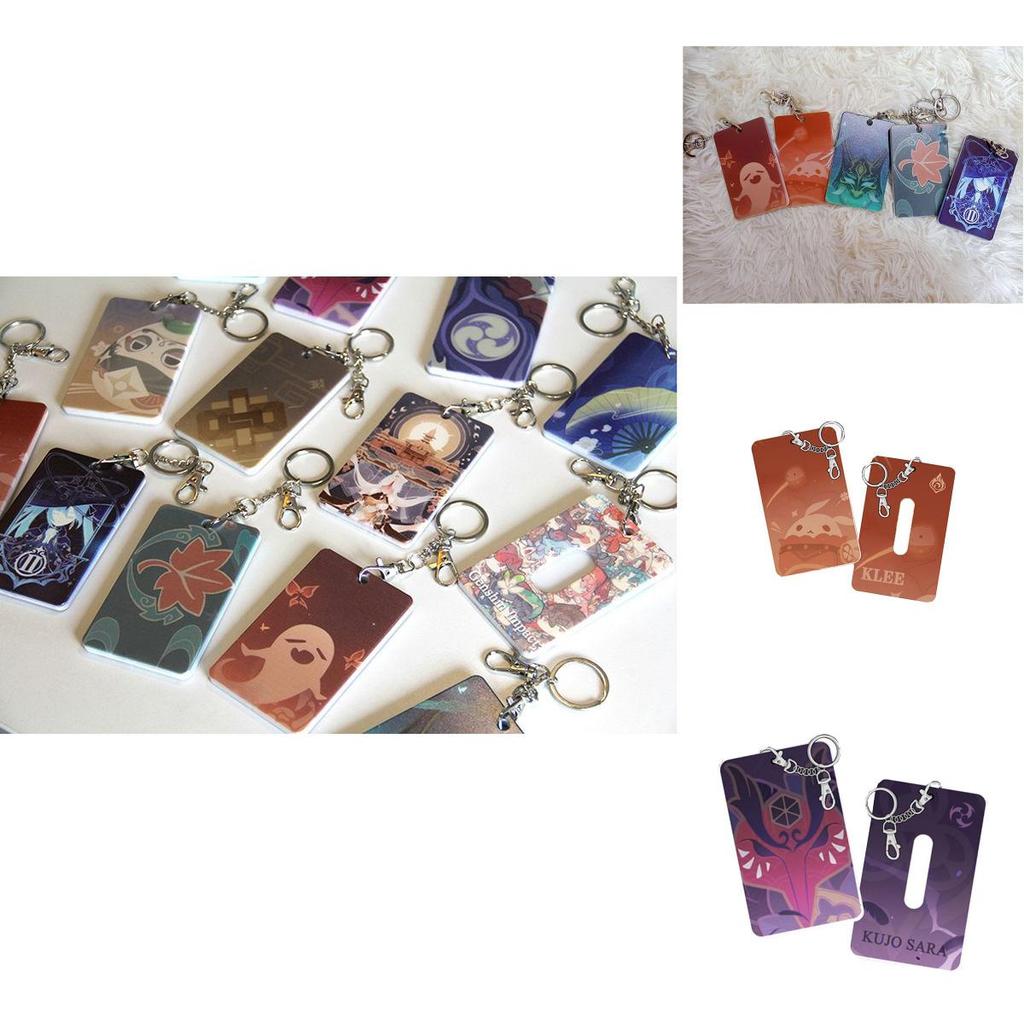Genshin Impact Card Holder Keychain Pendant With Vibrant Klee Mona Hutao Xiao Ganyu Sayu Ning Design