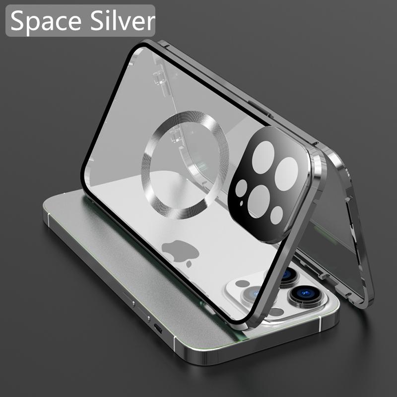 

Phone Case for IPhone 12 13 14 15 16 Pro Max 16E 360° with Lens Full Protection Magnetic Metal Frame + Double Sided Glass Cover iPhone 16