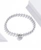 European & American Sterling Silver White Gold Plated Beaded Bracelet, Unisex, Versatile, S925, SCB203
