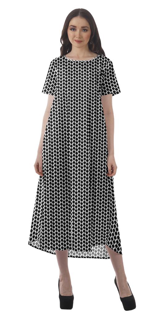 Moomaya Printed Sun Dresses Women Short Sleeve Cotton Flex Party Dress