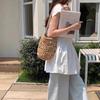 Solid Color Crochet Tote Bag Braided Knitted Shoulder Bag Cute Beach Bag  Ladies/Girls